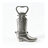 Abridor de Botellas con Forma de Bota de Vaquero Moderna Plateada, Figura de Aleación de Zinc Fundida a Presión, Decoración para el Hogar, Tema Antiguo