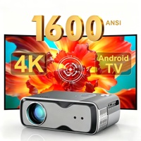 Projecteur LCD portable OEM 1600 ANSI 4K 1080P pour cinéma maison, compatible iOS/Android/TV Stick, haut-parleur stéréo HIFI 10W, Android 14 5G