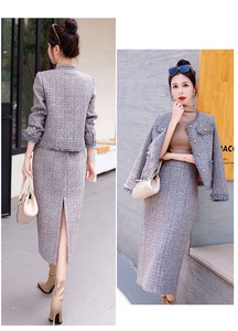 2023 autunno <span class=keywords><strong>Tweed</strong></span> abito formale moderno da donna tailleur alla moda di alta classe da donna <span class=keywords><strong>Tweed</strong></span> tailleur - Product Image 5