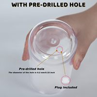 Gobelets en acrylique 16OZ type globe à neige, à double paroi, étanches, réutilisables, pour cadeaux d'affaires, avec trou pré-percé pour bouchon, pour DIY, style bocal Mason transparent