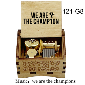 Boîte à musique en bois personnalisée, mécanisme de mouvement automatique, remontage manuel, chanson We Are the Champions, jouet, cadeau d'anniversaire, décoration de la maison - Product Image 6