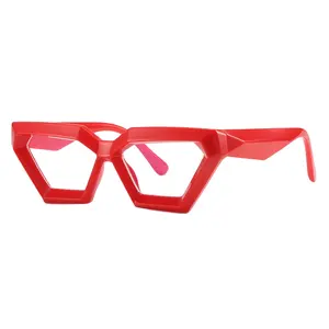 Square polygon Frame Plain glasses blue membrane Glasses all can match Men Women Fashion glasses lenses Blocking Eyewear