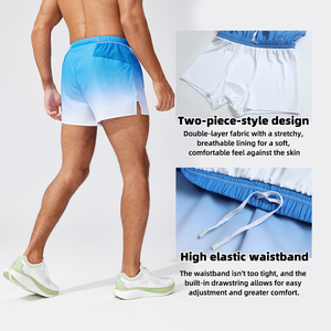Shorts <span class=keywords><strong>de</strong></span> bain double couche pour hommes, coupe ample, séchage rapide, pour la course, le marathon, la gym et l'entraînement athlétique - Product Image 5
