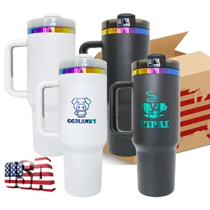 USA Warehouse 40oz Holographic Rainbow Plated Tumbler Vacuum Insulated 40oz Rainbow Plated Tumbler For Laser Engrave