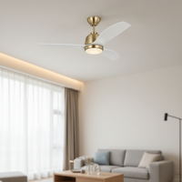 Ventilateur de plafond en métal à moteur DC de 20 pouces, 6 vitesses, télécommande, lumière LED à 3 couleurs réglables (3000K-6000K), fonctionnement silencieux, design moderne