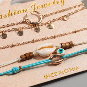 Populaire hawaïen 5 pièces/ensemble vacances bijoux coquille cheville oeil du diable pendentif lune alliage disque <span class=keywords><strong>Sexy</strong></span> bracelets <span class=keywords><strong>de</strong></span> cheville ensemble femmes Boho bijoux - Product Image 3