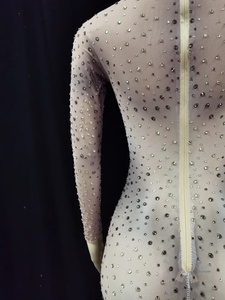 <span class=keywords><strong>Combinaison</strong></span> de soirée décontractée de luxe pour femmes, moulante, skinny, scintillante, ornée de strass, unie, robe de boîte de nuit d'été - Product Image 6