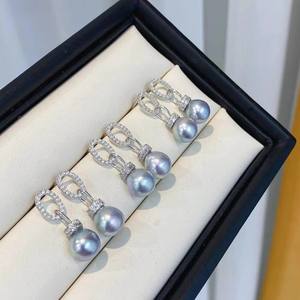 22528 Pendientes de Perlas DIY, Nuevo Diseño de Moda, Base Vacía de Plata S925 con Cuentas Redondas de 9-13 mm - Product Image 4