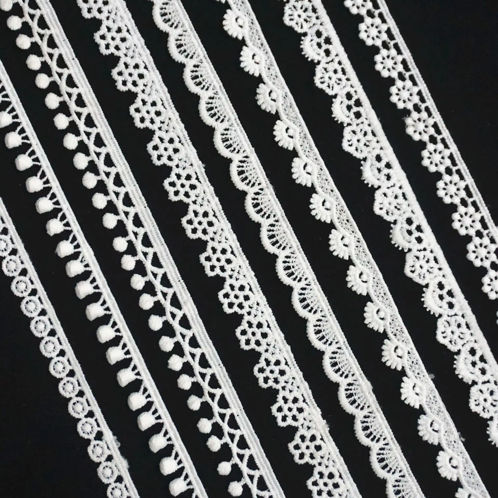 Renda poliester bordir renda kualitas tinggi untuk Dekorasi garmen renda guipure 1cm