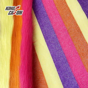 Kingcason China Factory 100% poliéster colorido Arco Iris rayas Pelo Largo perro piel sintética tela para damas ropa abrigo chaqueta Juguetes - Product Image 5