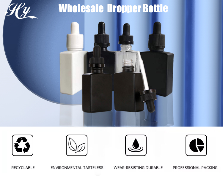 5ml 10ml 15ml 20ml 30ml 50ml 100ml Cosmetic Packaging Customised Square Glass Dropper Bottles
