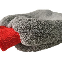 Gant de nettoyage gris-rouge anti-rayures et sans peluches, en microfibre super peluche à poils longs, pour lavage de voiture, detailing automobile et polissage de jantes