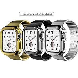 เคส + สายสแตนเลสสำหรับ <span class=keywords><strong>Apple</strong></span> <span class=keywords><strong>Watch</strong></span>,สายรัดข้อมือแบบหัวเข็มขัด Iwatch ซีรี่ส์<span class=keywords><strong>7</strong></span> 6 5 4 3 SE ขนาด44มม. 41มม. 45มม. 40มม. 38มม./42มม. - Product Image 2