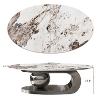 [Stock US] Table basse ovale en faux marbre de 49,2 pouces, base en acier inoxydable, 2 couleurs, expédition domestique aux États-Unis, 1 pièce MOQ
