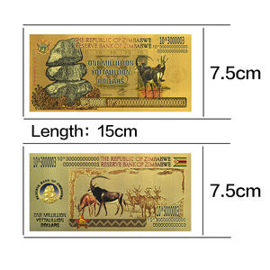 19 billets de banque en feuille d'or plaquée <span class=keywords><strong>Zimbabwe</strong></span> de 100 Trillion Yottalillion Dollars avec UV et filigrane – Cadeaux de fin d'année - Product Image 5