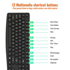 Keyboard kantor berkabel, tata letak tunggal Bahasa Perancis Rusia Spanyol Arab klavye antarmuka USB membran <span class=keywords><strong>Desktop</strong></span> 104 kunci kompatibel - Product Image 3