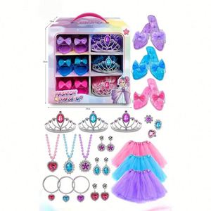 <b>Pink</b> Dress up Toys for Kids Girls Princess Accessory <b>Gift</b> Set Case Box Fashion Girl Beauty Dresser Toy Juguetes - Product Image 6