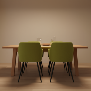 Set di 2 sedie da pranzo in tessuto verde, 100% poliestere, struttura in metallo, design moderno per l'arredamento della sala da pranzo di casa - Product Image 2
