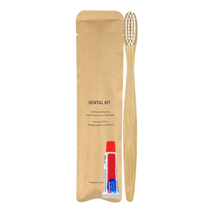 Kit d'articles de toilette de luxe écologiques jetables pour hôtels, ensemble de produits de toilette 5 étoiles en vrac, shampoing, gel douche, savon, kit dentaire - Product Image 1
