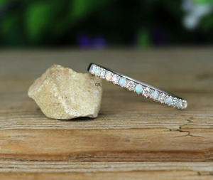 925 Sterling <b>Silver</b> <b>Opal</b> & Moissanite <b>Ring</b> | Handmade Designer Jewelry | Wholesale Suppliers | Custom Available - Product Image 4