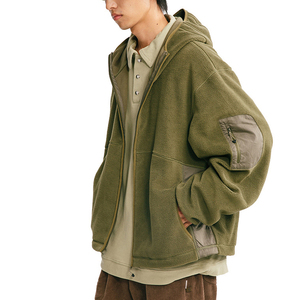 Sudadera con Capucha de Forro <span class=keywords><strong>Polar</strong></span> para <span class=keywords><strong>Hombre</strong></span>, Chaqueta Cálida para Otoño e Invierno, Abrigo Holgado de Cuello Alto de Color Sólido para Deportes al Aire Libre - Product Image 2