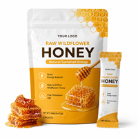 Sachets de miel de fleurs sauvages 21g, miel naturel avec sel rose de l'Himalaya, soutien énergétique quotidien, collation de miel pratique, nutrition