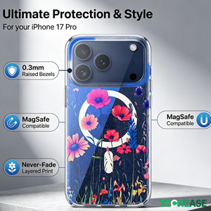 Custodia Techease di Lusso in TPU+PC Floreale Magnetica Impermeabile Antiurto per 17 Pro Max e /Google <span class=keywords><strong>Wind</strong></span> Chime Anti-ingiallimento - Product Image 6