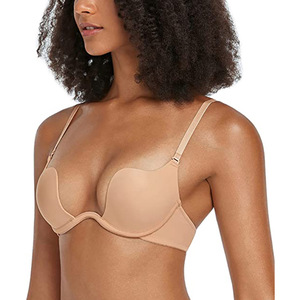 Bán buôn Underwire Bra sexy U hình sâu Plunge Bra vô hình đẩy lên kích thước lớn Áo ngực bóng tháo rời dây đai phụ nữ - Product Image 4