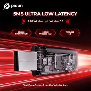 Picun G2 ảo 7.1 RGB chiếu sáng độ trễ thấp Bluetooth 2.4Ghz chơi game không dây tai nghe - Product Image 5