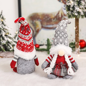 Handmade Christmas Gnome Dolls Scandinavian Faceless <b>Couple</b> <b>Ornaments</b> Cozy Winter Home Decoration Set for Mantel & Tree Shelf - Product Image 2