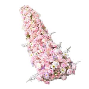 Camino de Mesa Romántico Hecho a Mano con Flores Artificiales de Seda Moderna en Color Rosa, de 30-70 cm de Ancho, Ecológico para Decoración de Bodas - Product Image 2