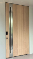 Portes pivotantes extérieures en bois massif avec insert en verre, modernes et étanches, pour entrée principale d'appartement ou de maison, de la marque BOCHARM