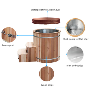 Icemend อ่างอาบน้ำต้นซีดาร์สีแดงสวยงามสำหรับการบำบัดอาบน้ำร้อนและเย็นทนทานและผ่อนคลายสำหรับการใช้งานทั้งในร่มและกลางแจ้ง - Product Image 5