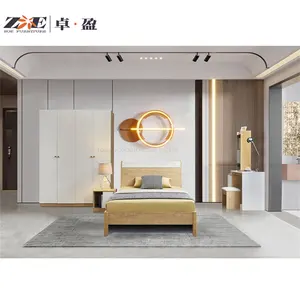 Produsen furnitur kamar tidur pabrik Tiongkok grosir tempat tidur kayu tunggal