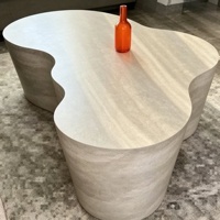 Table basse Hillside en pierre à motifs, style moderne minimaliste Wabi-sabi, forme irrégulière, texture unique de pierre trouée, pour salon