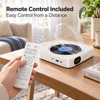 Lecteur CD mural avec haut-parleurs, télécommande, audio sans fil, USB, SD, radio FM pour chambre à coucher, cuisine