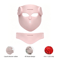 Masque facial LED rose haut de gamme, modèle 4D, 460 nm, 630 nm, 520 nm, 850 nm, thérapie par lumière infrarouge, masque de luminothérapie rouge pour le visage
