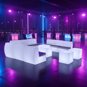 Ensemble de canapés en plastique blanc de luxe moderne en forme de L avec éclairage LED, changement de couleur, style contemporain, meubles pour salon - Product Image 2