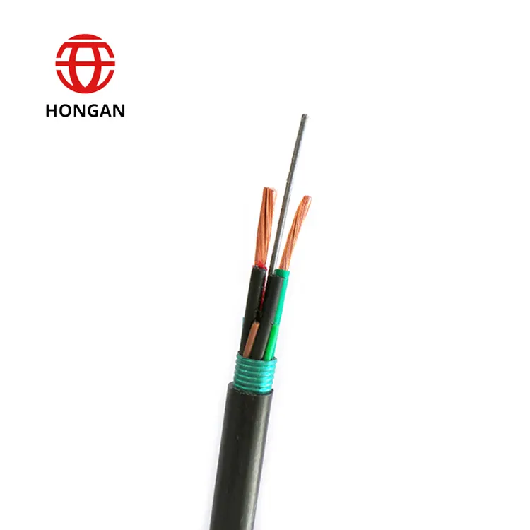 Kanal ve hava kurulumu için 24 fiber hibrid optik-elektrik örgülü kolay geçmeli boru kompozit kablo GDTS