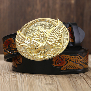 Ceintures à boucle d'aigle Ceinture à boucle lisse pour homme Ceinture en cuir véritable pour homme Vente en gros d'usine - Product Image 1
