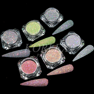 <span class=keywords><strong>Glitter</strong></span> Kuku Kristal Berkilau Titanium Reflektif Pigmentasi Tinggi Duochrome Resin Serpihan Bunglon - Product Image 4