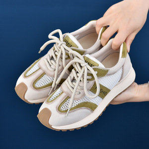 Première couche peau de vache respirant maille vache Tendon semelle femmes Fitness chaussures de marche 2024 nouveau été polyvalent papa chaussures de sport - Product Image 3