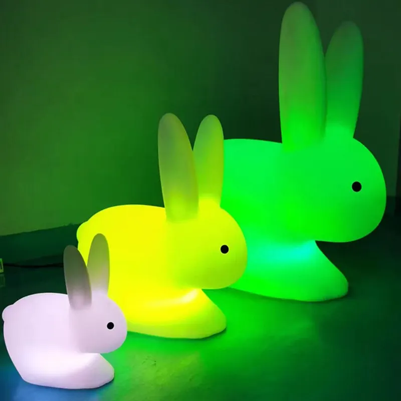 Lámpara de conejo de dibujos animados para niños, luz nocturna con carga USB, rgb, 2022