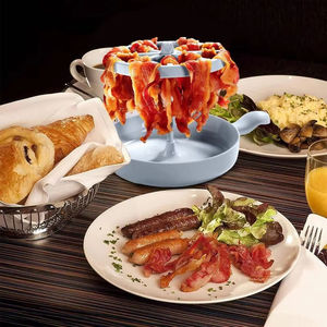 Support de cuisson rapide pour bacon au micro-ondes en plastique avec bac de récupération des graisses, facile à nettoyer, gadget de cuisine - Product Image 1