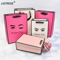 Embalaje de pestañas bolsa de pestañas Linda bolsa de logotipo privado con asa Paquete de pestañas de visón bolsas de pestañas