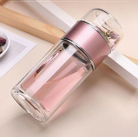 Bouteille d'eau en verre portable de 280 ml avec filtre infuseur à thé, design classique, motif personnalisé, pour jus et thé – Vente en gros