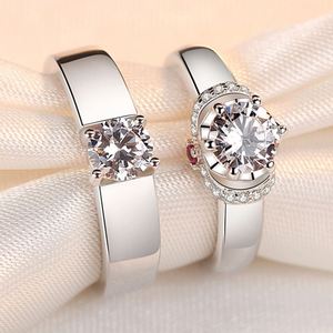 Anillo Abierto Sencillo de Moda 2021, Anillo de Pareja con Incrustaciones de Circonio, Anillo de Boda con Corona de Seis Garras, Joyería para Mujer - Product Image 6