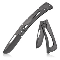 Couteau pliant en acier à haute teneur en carbone, lame en acier inoxydable à pointe tombante, couteau de poche à bouton de pouce, qualité industrielle, pour extérieur et EDC