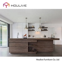 Meubles de cuisine modulaires écologiques en MDF mélaminé laqué acrylique, design moderne, charnières, robinets, glissières de tiroir et accessoires