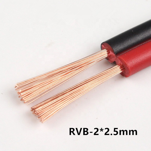 Two Core Flat Copper Core PE Insulated PVC Sheathed Flexible Customized RVB Power Speaker Cable Red and Black  Wire